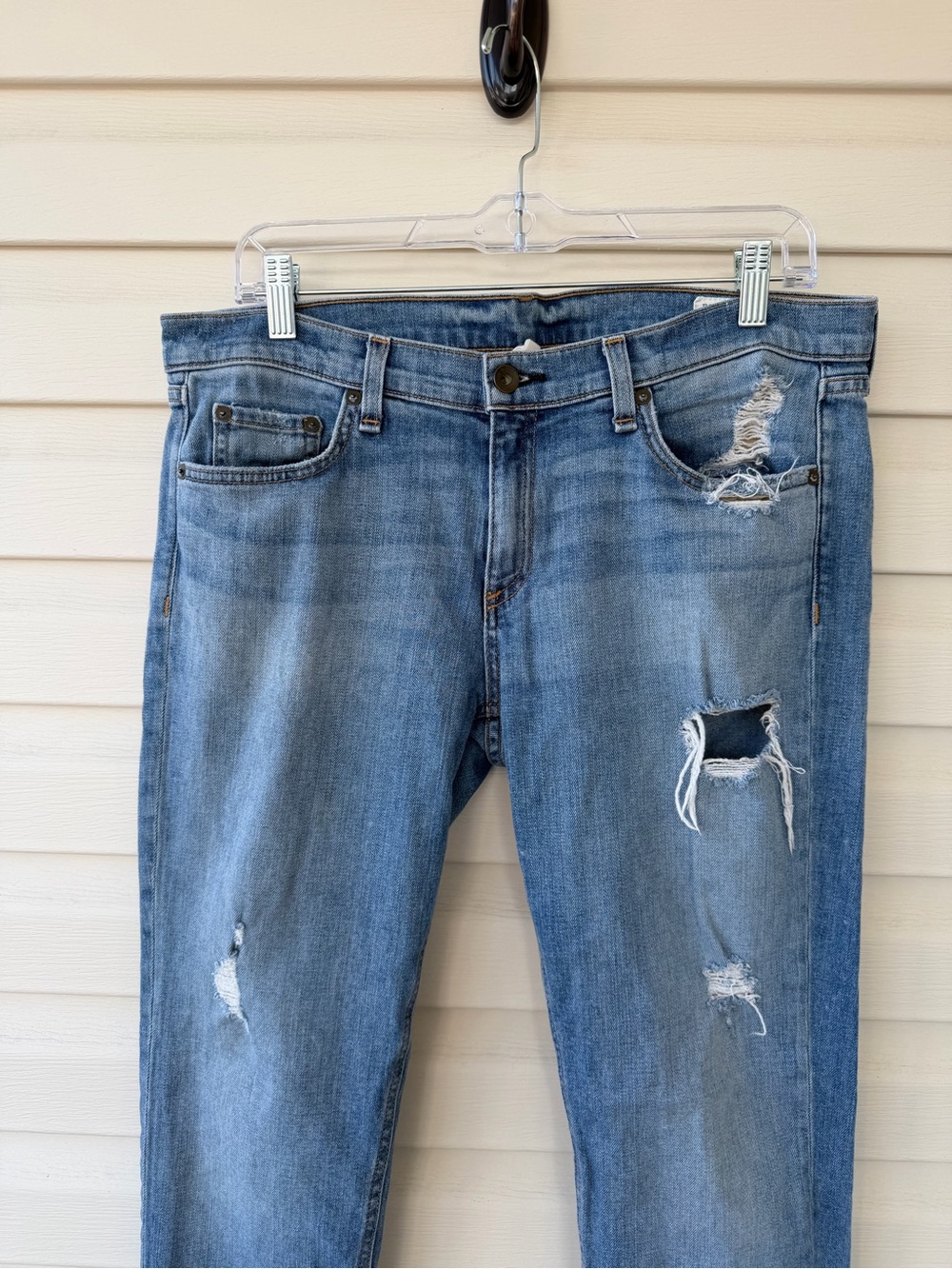 rag & bone Distressed Light Blue Cropped Jeans View 2